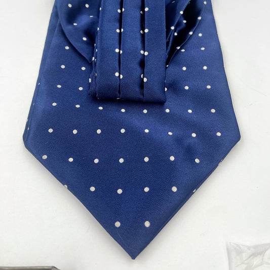 Mens Luxurious navy blue with white pin dots patterned Cravat Ascot tie