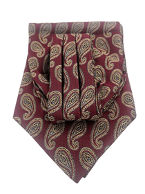 Mens Maroon Paisley Vintage Cravat Ascot Tie - Steampunkgearsa