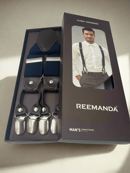Mens Navy Blue Suspenders. Premium. Heavy duty. - Steampunkgearsa
