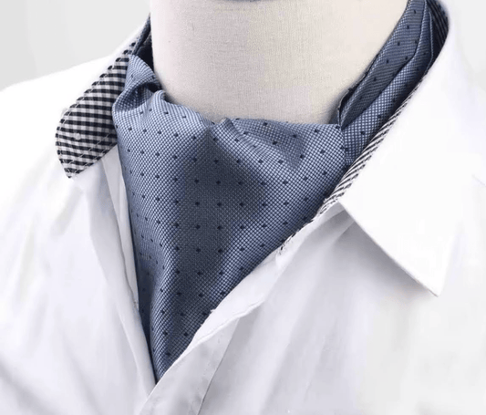 Mens Premium Cravats, grey With black Dots. Ascot Tie. - Steampunkgearsa
