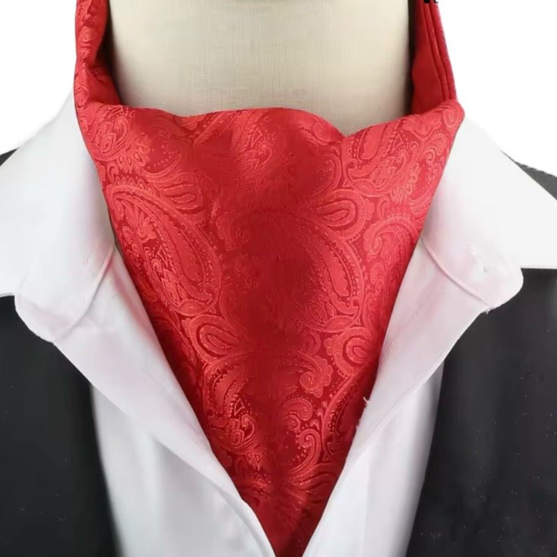 Mens premium red paisley  Patterned  Cravat Ascot Tie