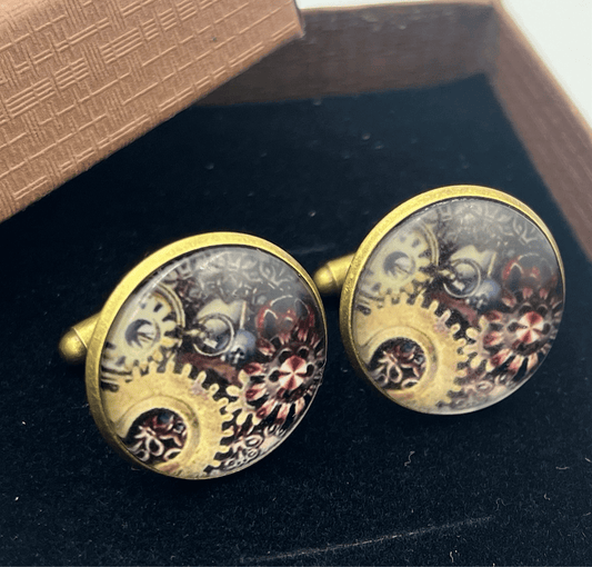Mens Steampunk Style Cufflinks - Steampunkgearsa