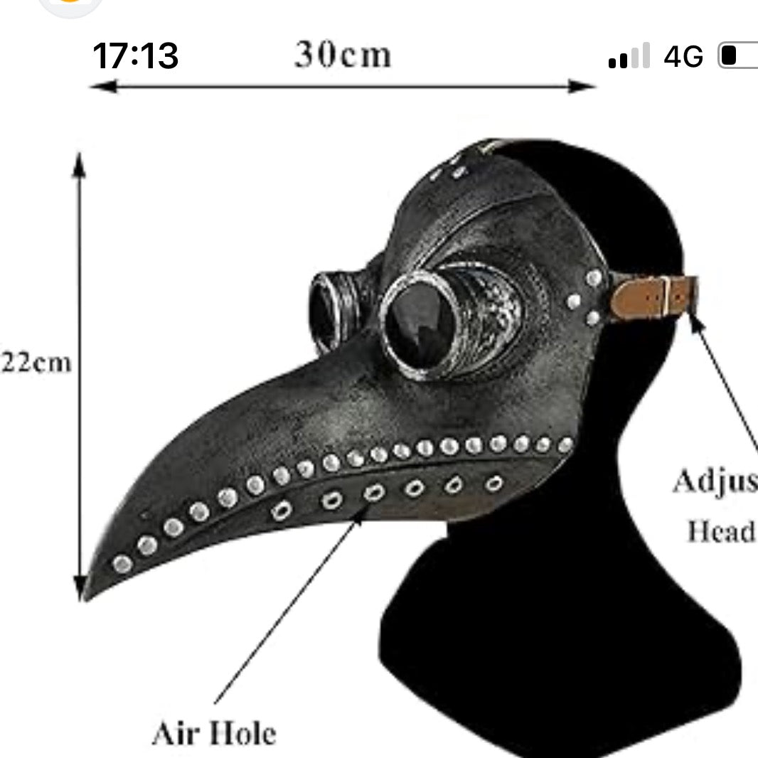 Premium Black Plague Doctor cosplay Mask