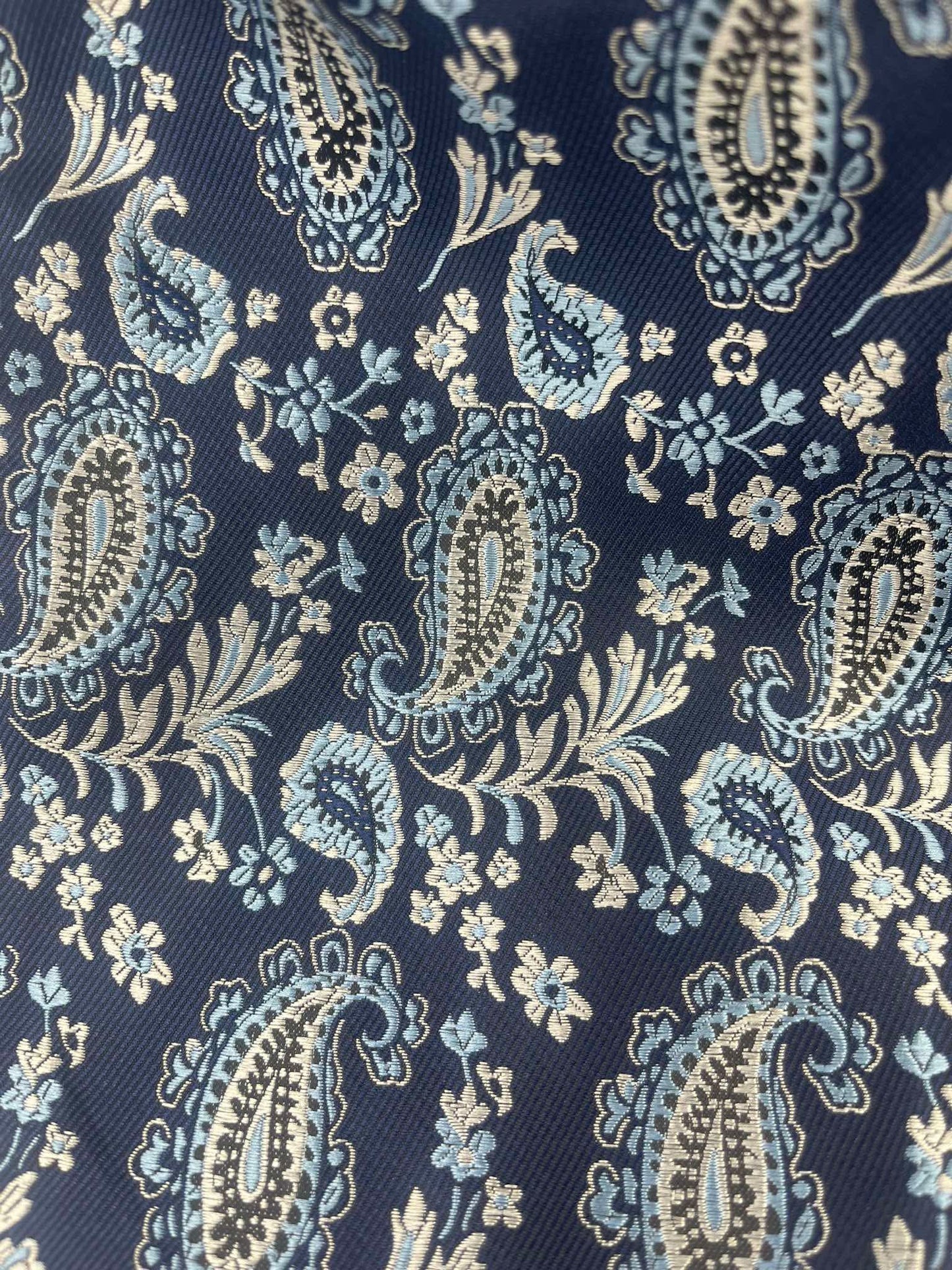 Premium Blue Black Paisley Cravat Ascot Tie - Steampunkgearsa