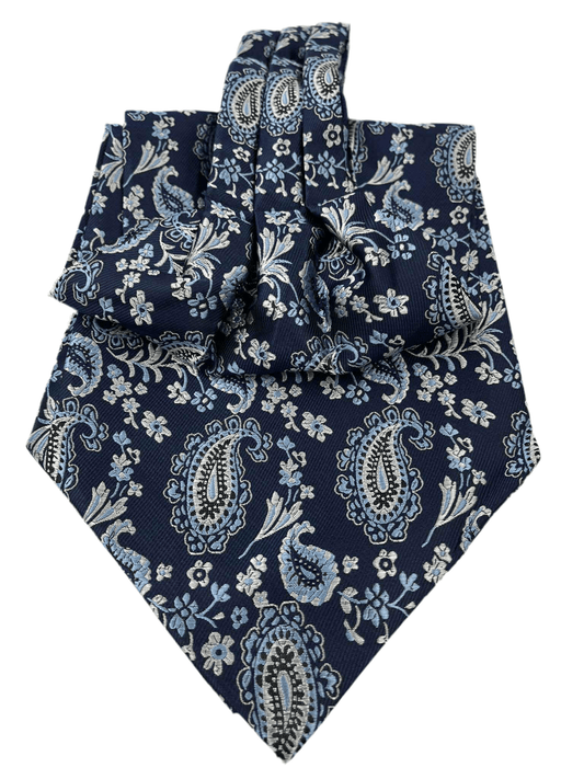 Premium Blue Black Paisley Cravat Ascot Tie - Steampunkgearsa
