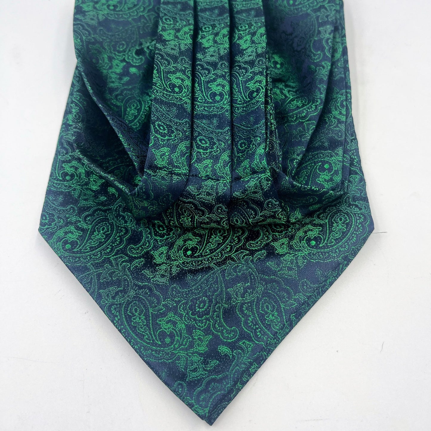 Premium emerald green and black paisley patterned cravat