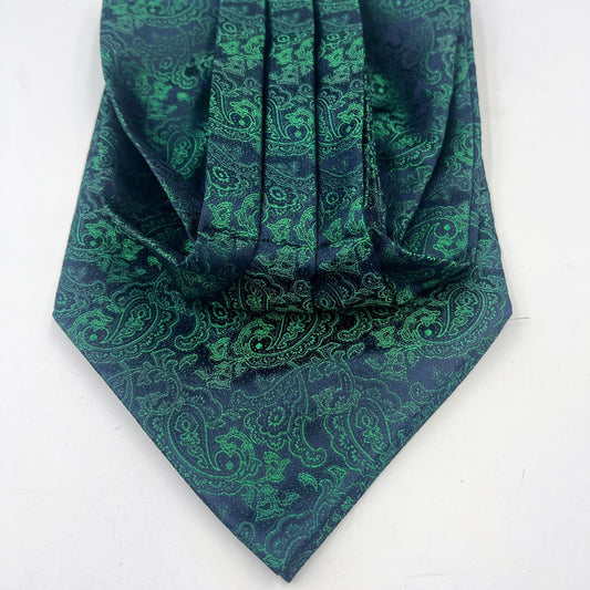 Premium emerald green and black paisley patterned cravat