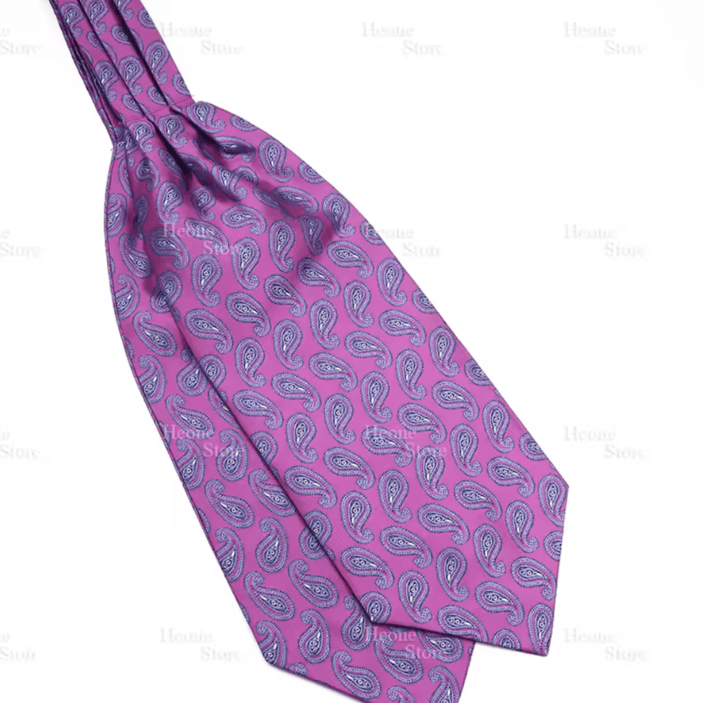 paisley mauve patterned cravat ascot tie for events and weddings-Steampunkgearsa