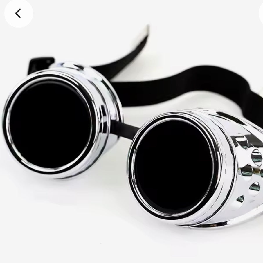 silver Steampunk cyberpunk  goggles-Steampunkgear