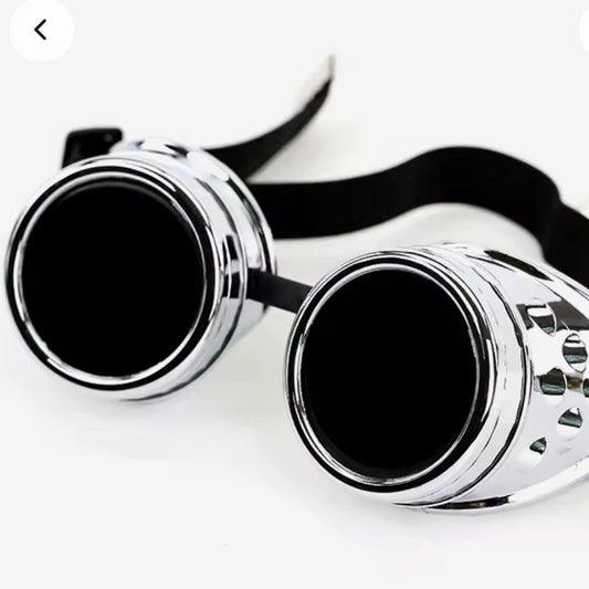 silver Steampunk cyberpunk  goggles-Steampunkgear