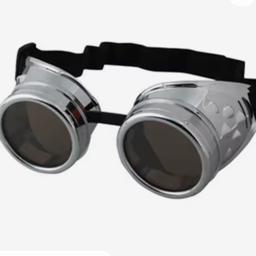 Silver Cyberpunk goggles-Steampunkgear