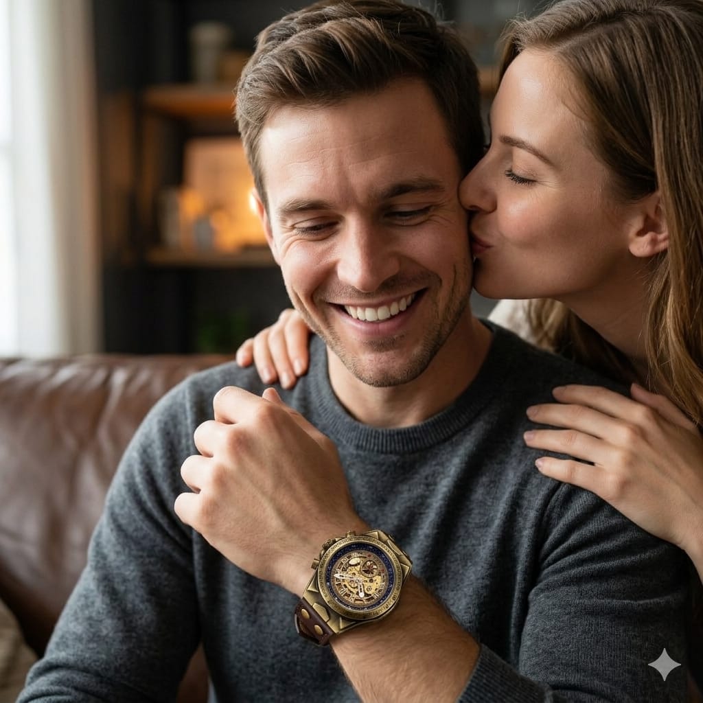 Premium Steampunk Mens wristwatch with mechanical movement