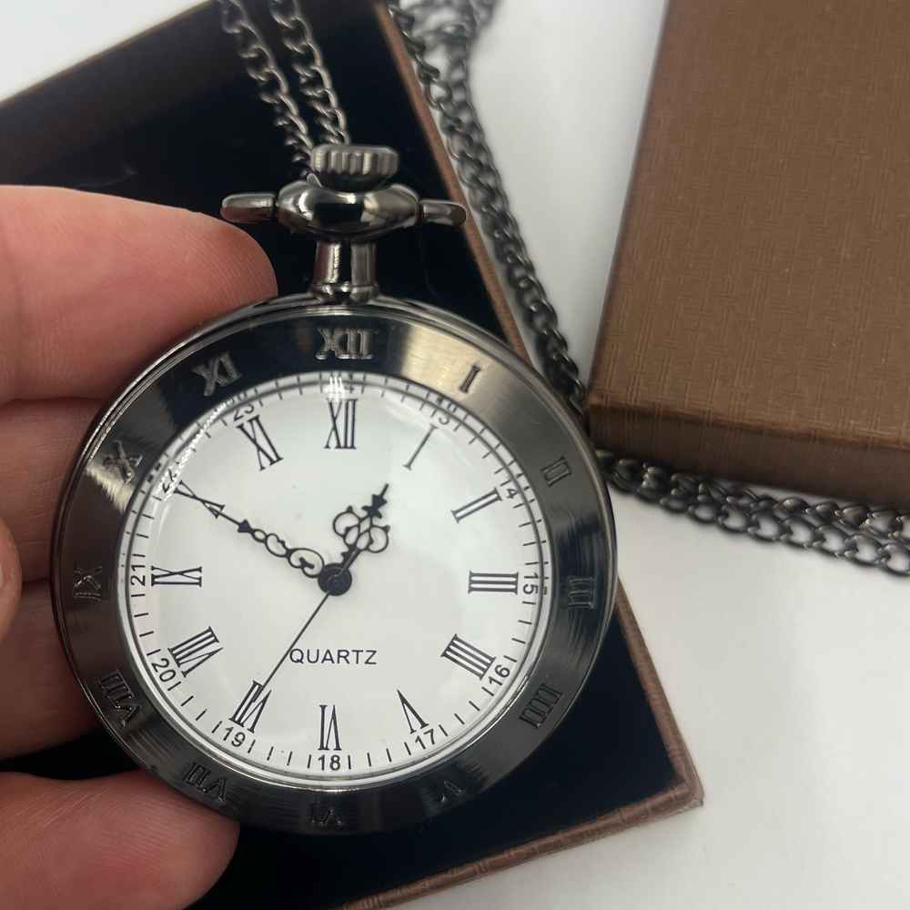 Premium Stylish Black Quartz Pocket Watch with roman numerals
