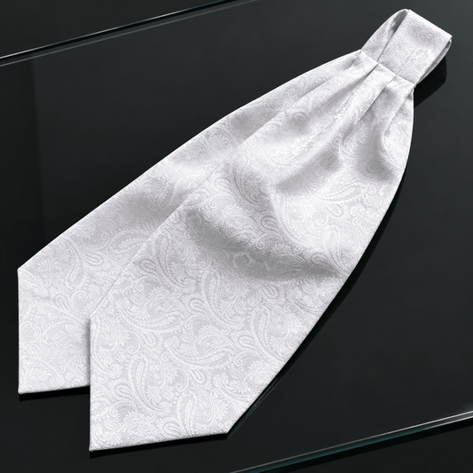 Premium white Paisley Cravat Ascot Tie