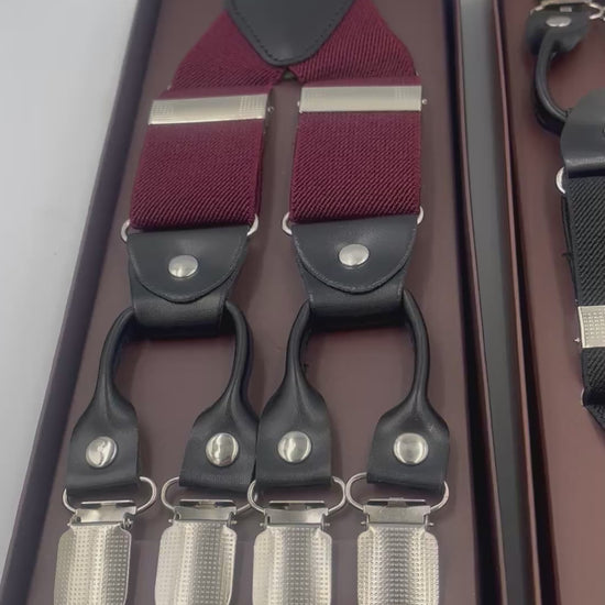 premium heavy duty maroon suspenders for men