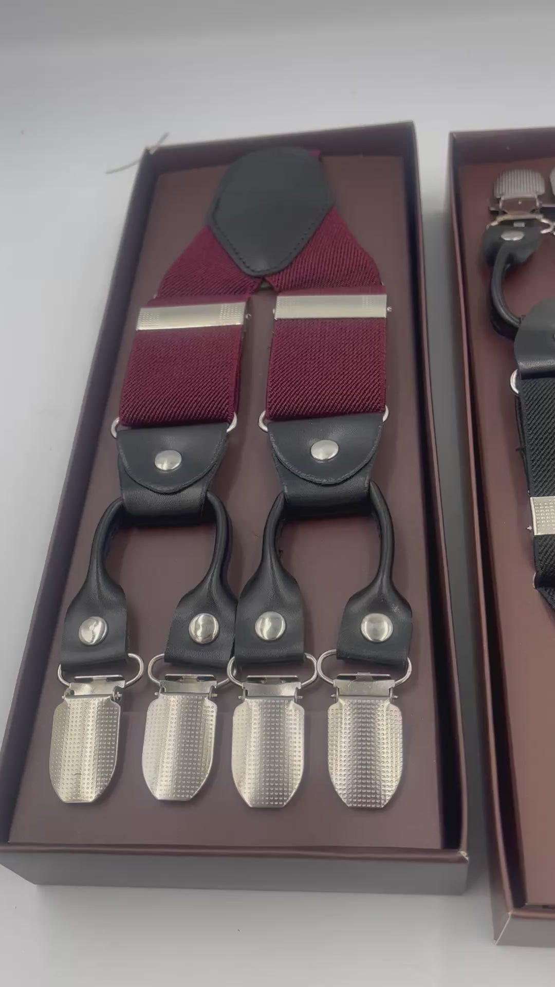 premium heavy duty maroon suspenders for men