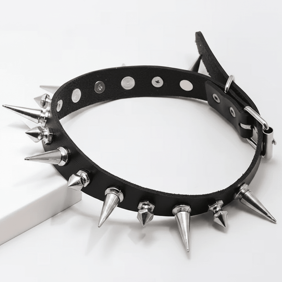 Punk black  leather choker, Mad Max stylr