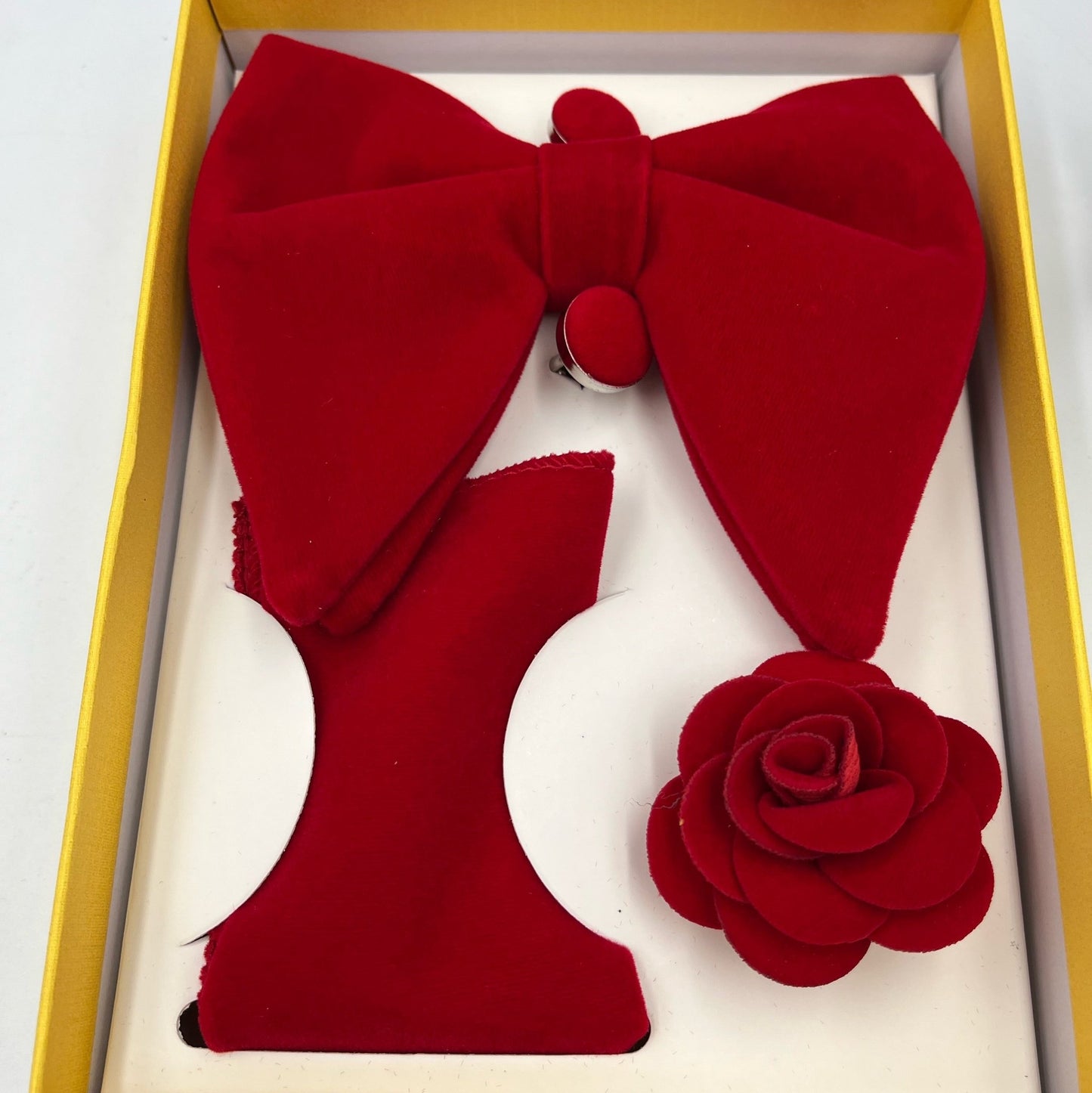 Red Classical Velvet Formal  Bowtie Set