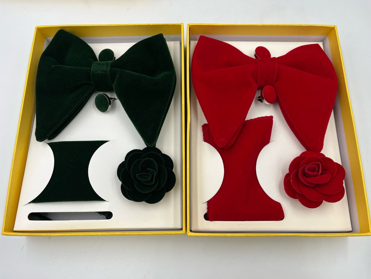 Red Classical Velvet Formal  Bowtie Set