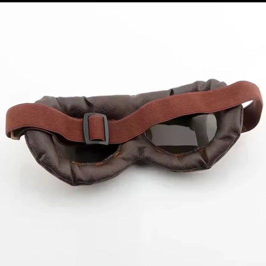 Old School Aviator Motorbike Goggles with yellow lenses-SteampunkgearSA
