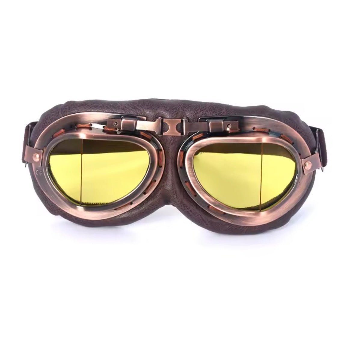 Retro Pilot Aviator Motorbike Goggles with Yellow Lenses