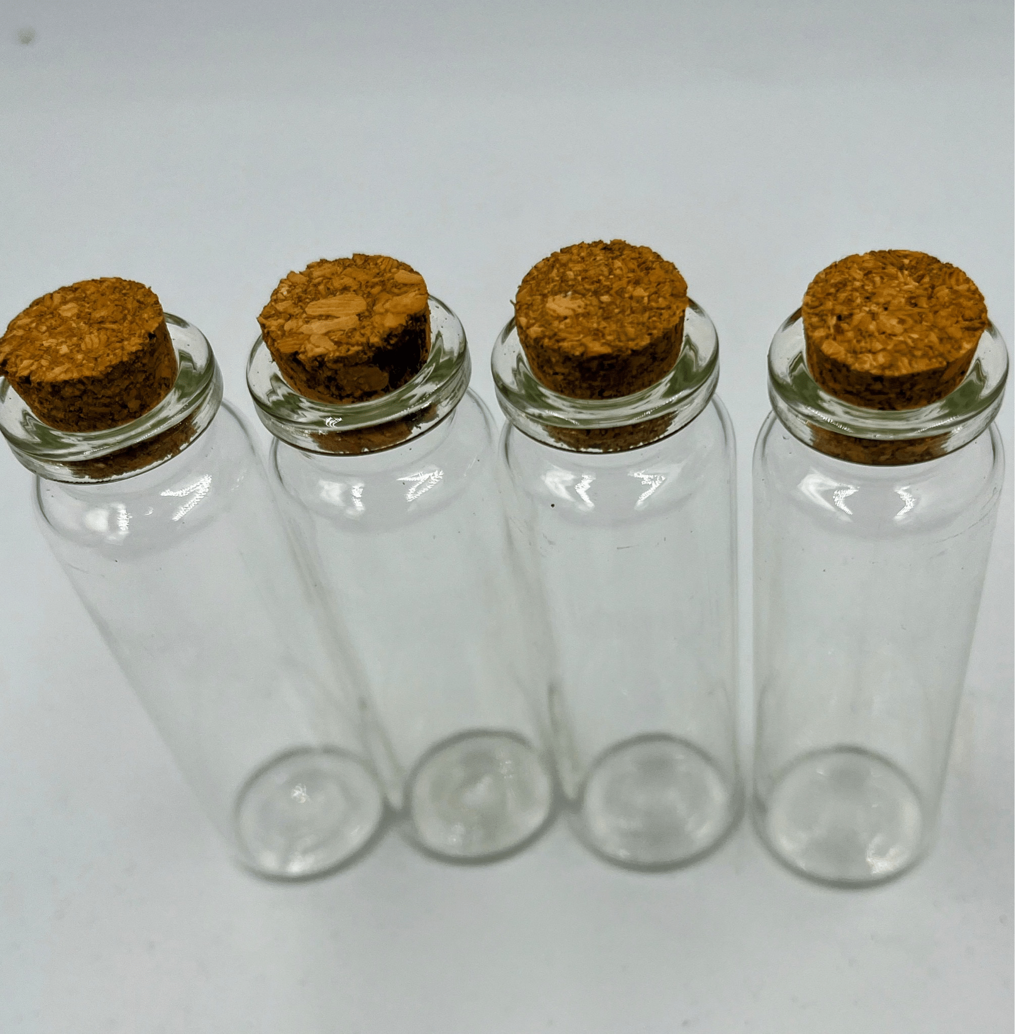 Set Of 4 Mini glass Bottles With Cork Stopper - Steampunkgearsa
