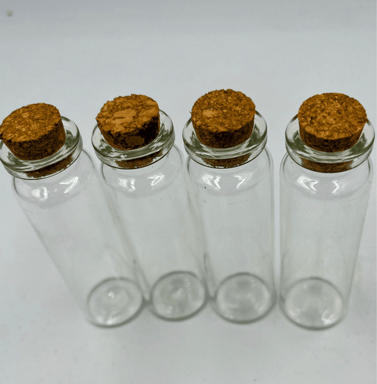 Set Of 4 Mini glass Bottles With Cork Stopper - Steampunkgearsa