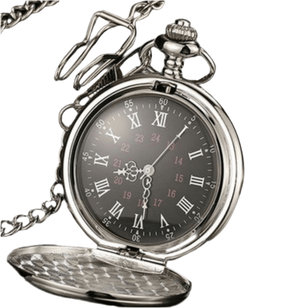Shiny Silver Quartz Pocket Watch With Chain