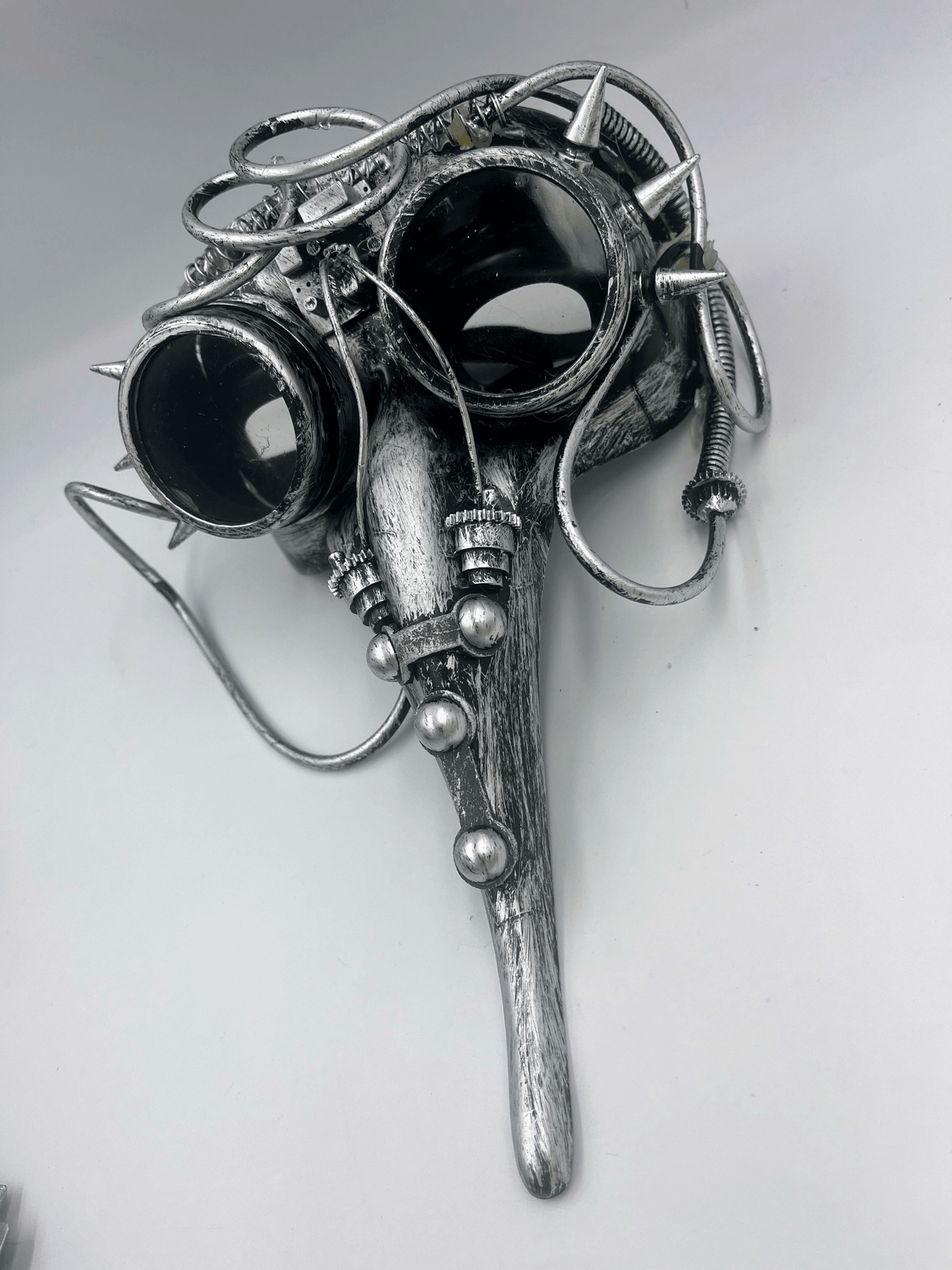 Silver Plague Doctor cyberpunk Mask And Goggles Combo - Steampunkgearsa
