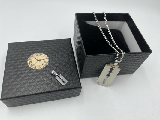 Stainless Steel Razor Blade 2 For 1 Pendant Set, Mini And Large - Steampunkgearsa