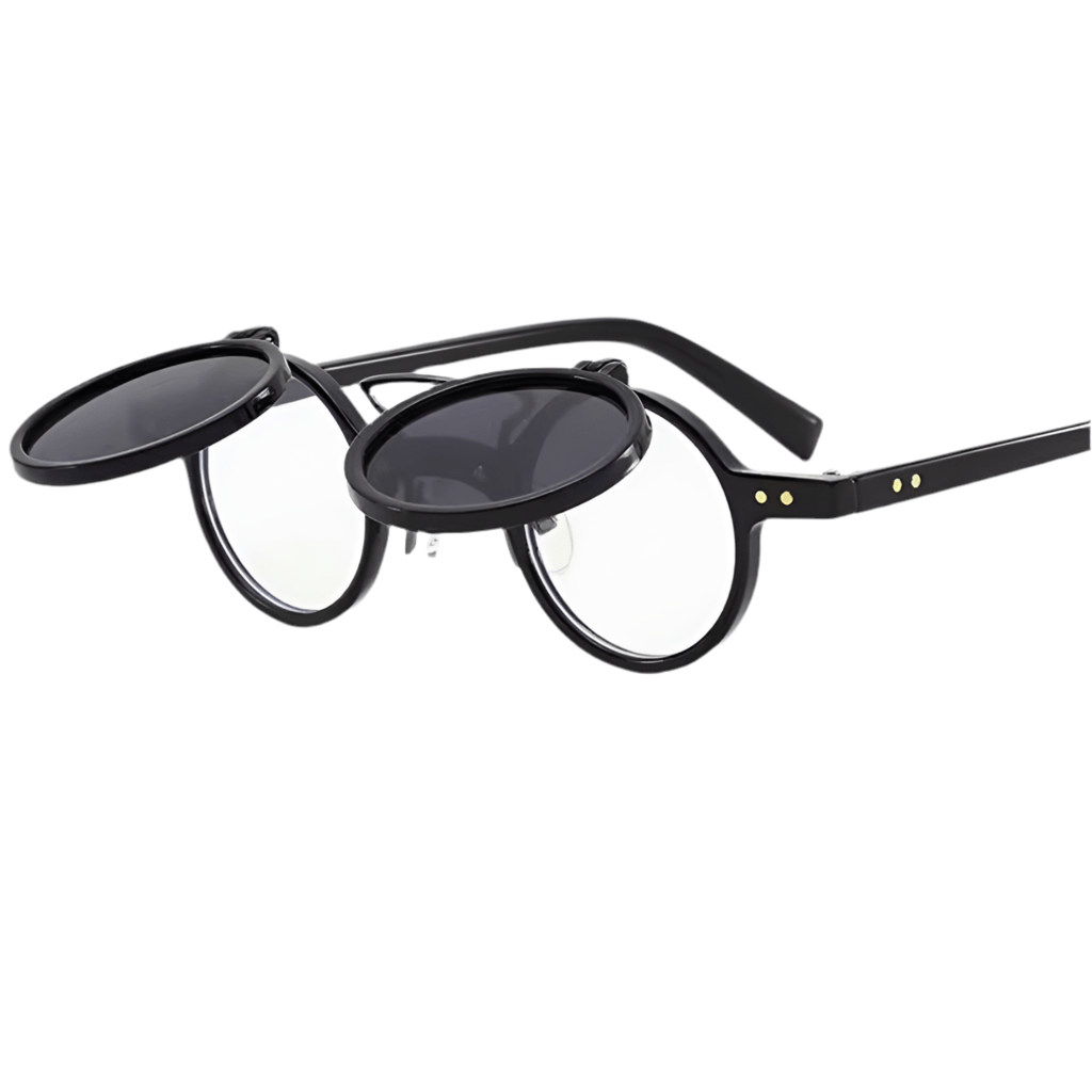 Steampunk black flip lense sunglasses - Steampunkgearsa