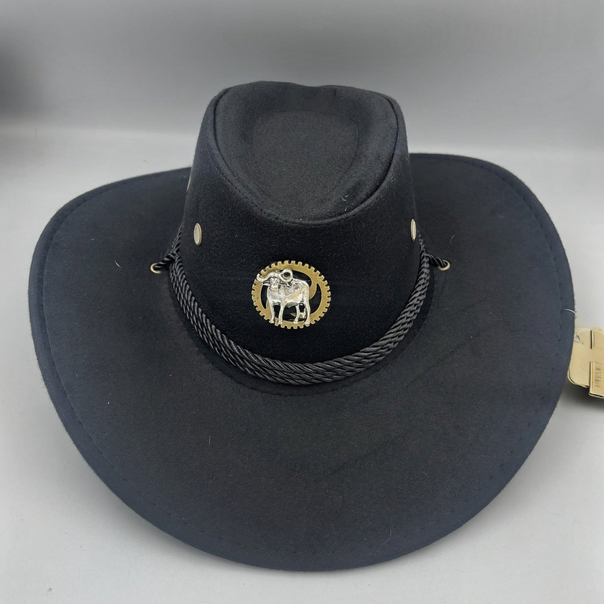 Steampunk Cowboy Hat, Black with Badge