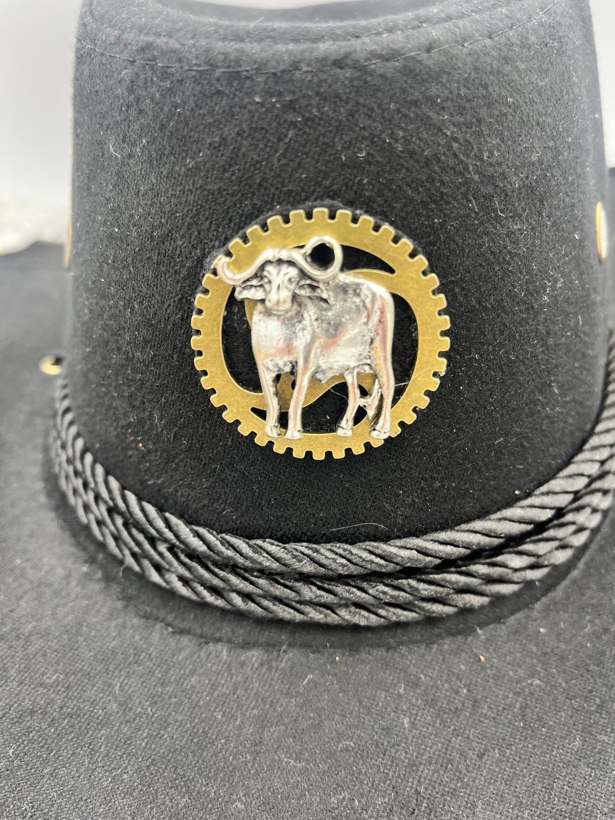Steampunk Cowboy Hat, Black with Badge