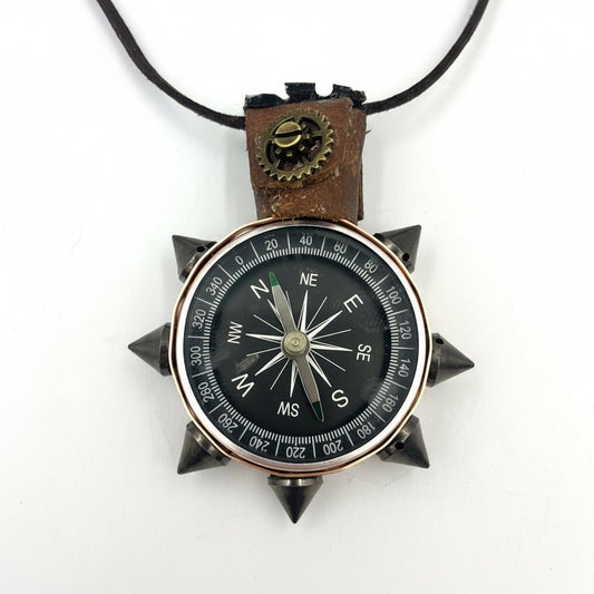 Steampunk Cyberpunk Dystopian style compass pendant