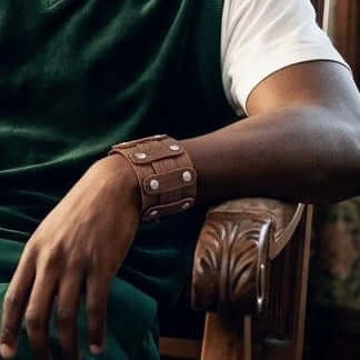 brown leather wristband Steampunkgear