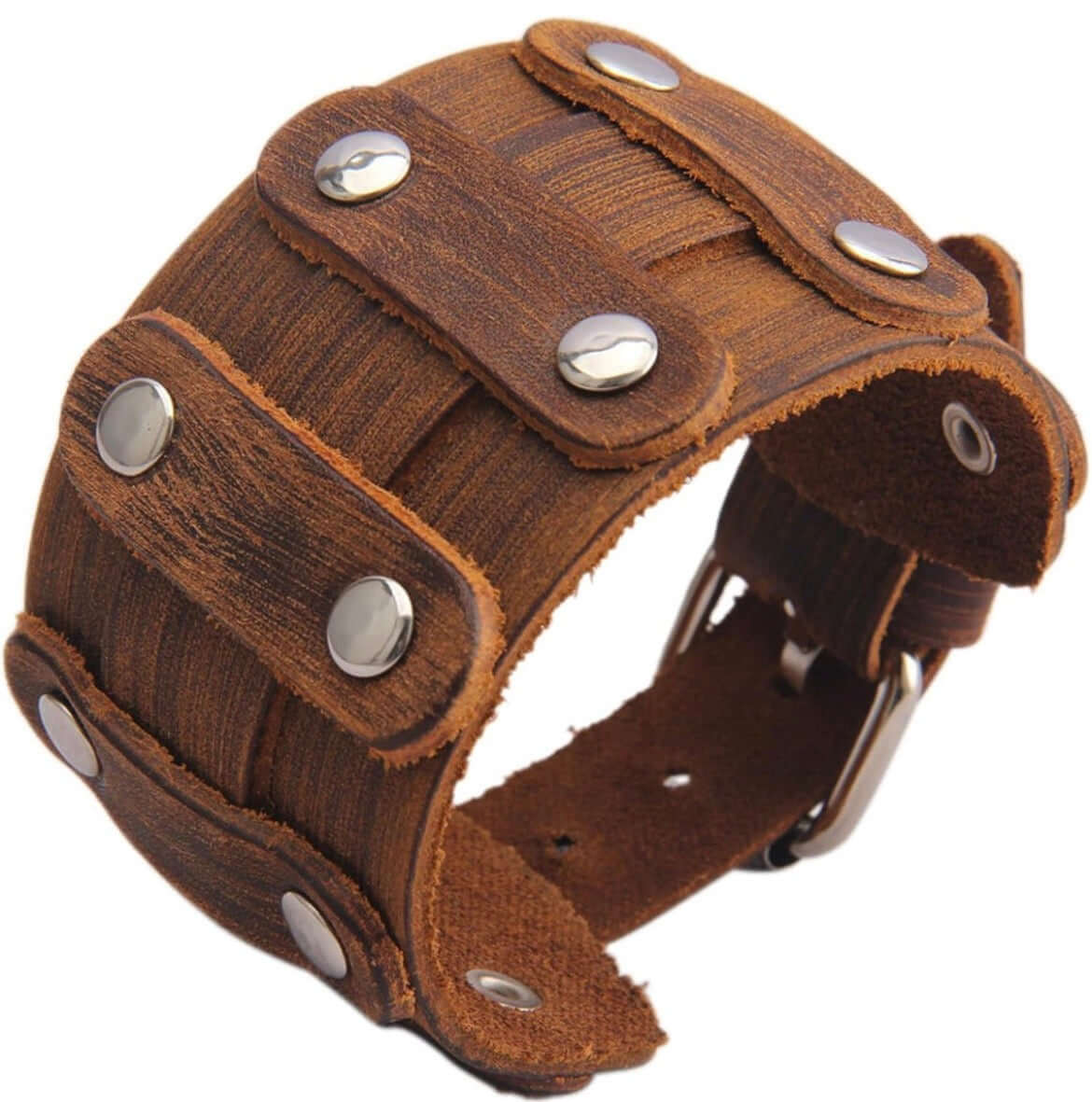 Brown leather bracelet for men- Steampunkgearsa