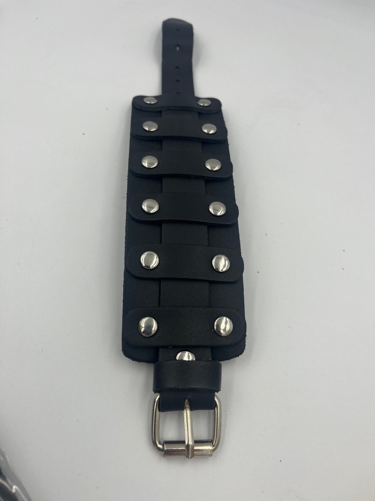 Steampunk genuine leather Studded mens armband