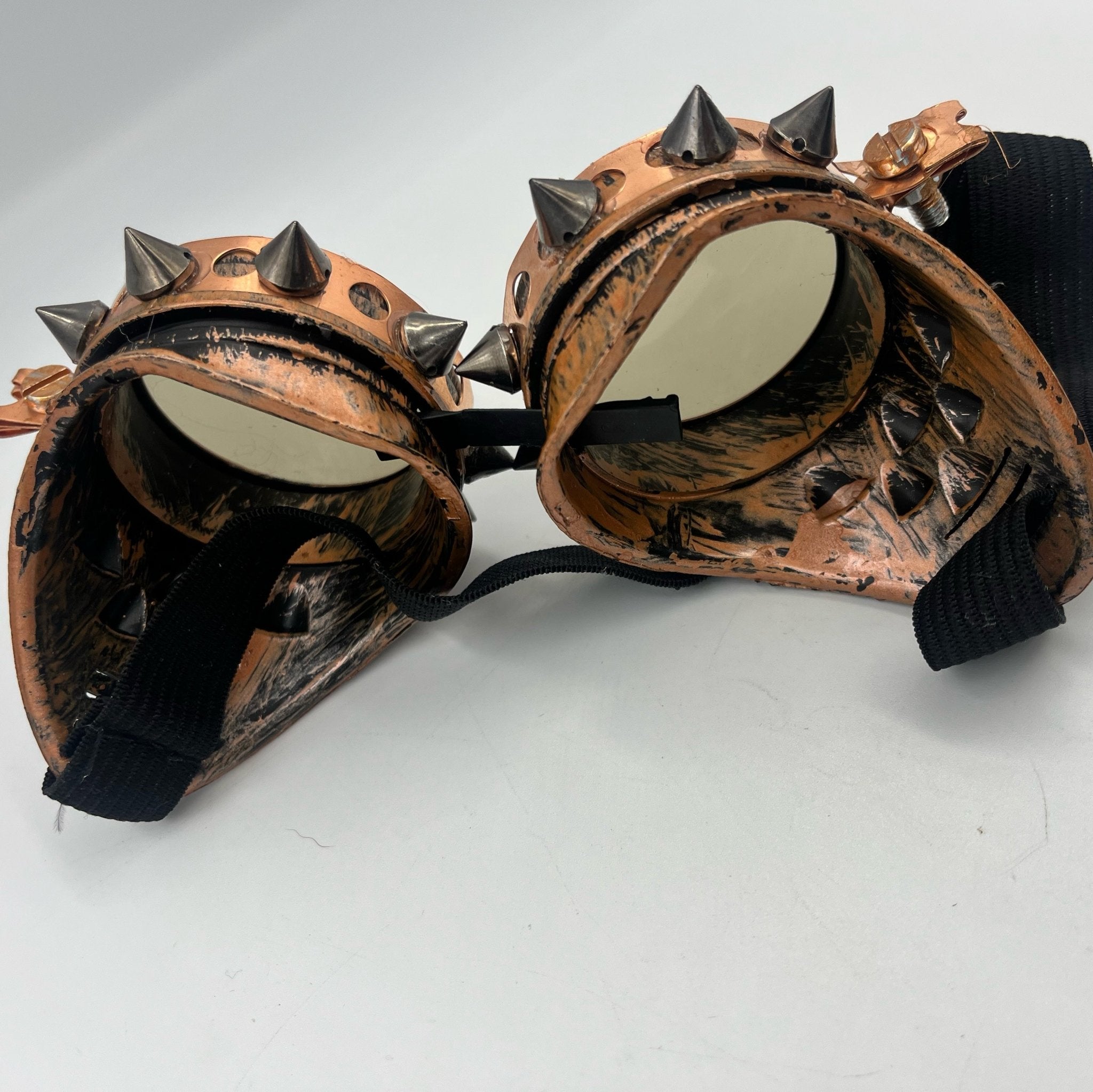 Steampunk goggles with copper wrap And Metal Spikes