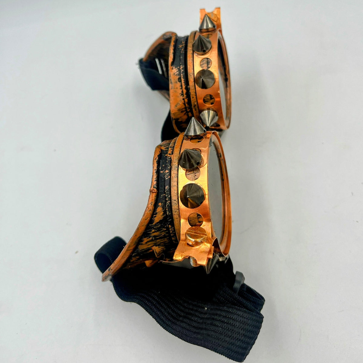 Steampunk goggles with copper wrap And Metal Spikes