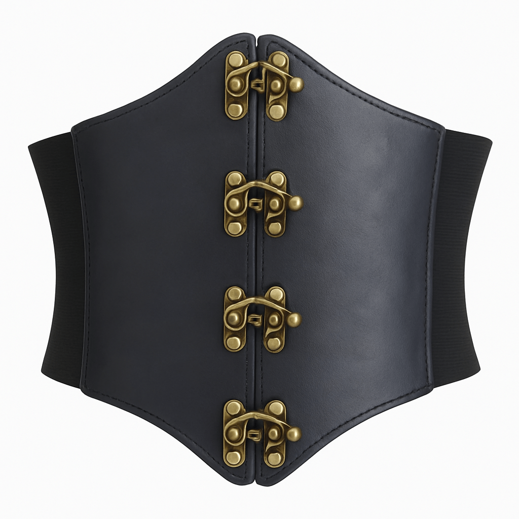 Steampunk Ladies Black Waist Corset Larger