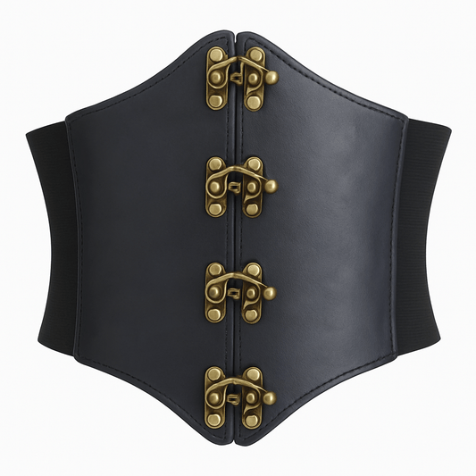 Steampunk Ladies Black Waist Corset Larger
