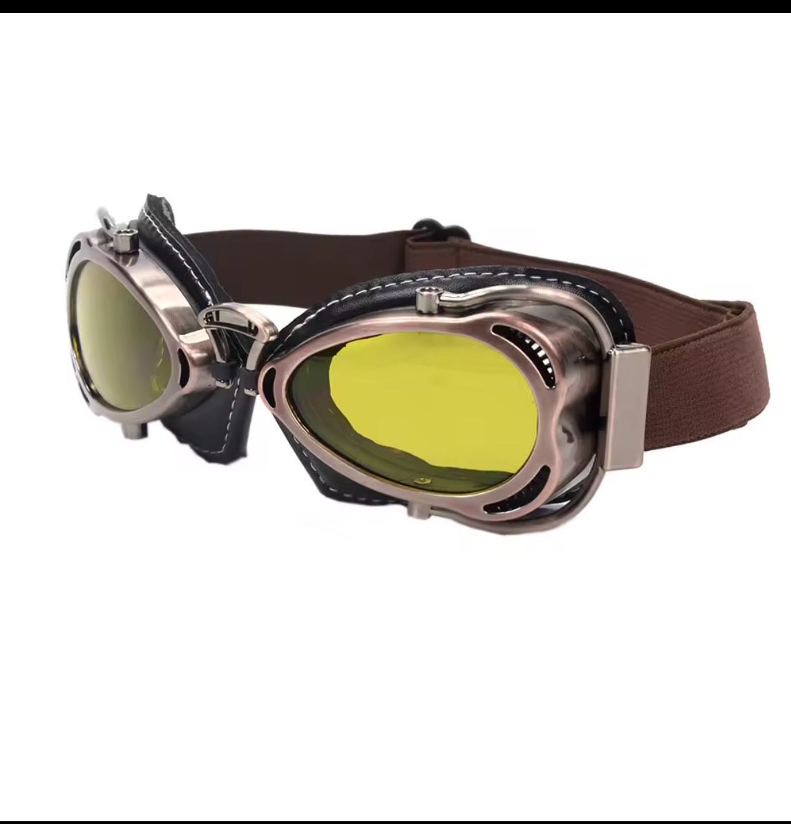 Steampunk Pilot Retro Goggles, Premium yellow lenses