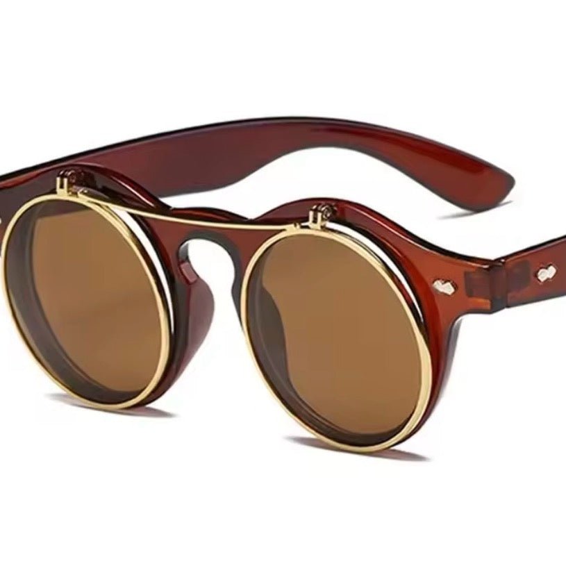 Steampunk skeleton sunglasses with brown lenses