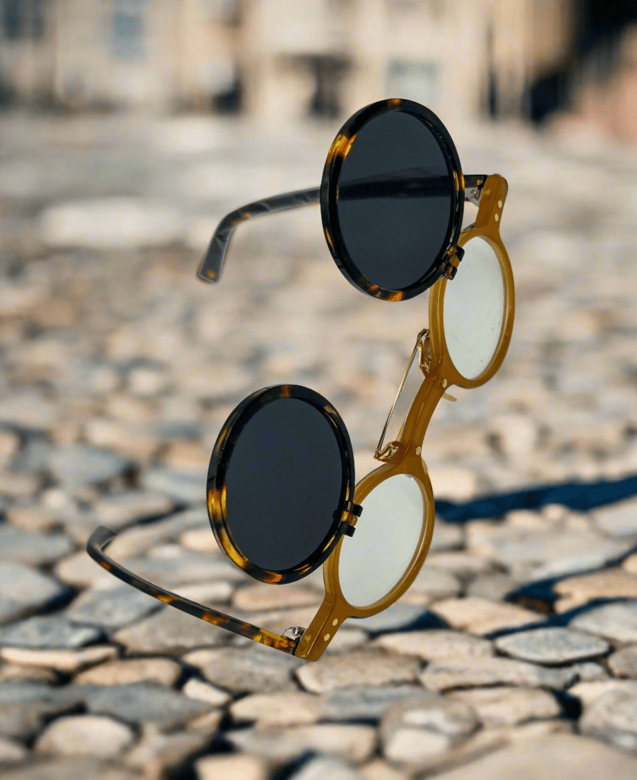 Steampunk tortoiseshell frame Sunglasses With Flip Lense - Steampunkgearsa