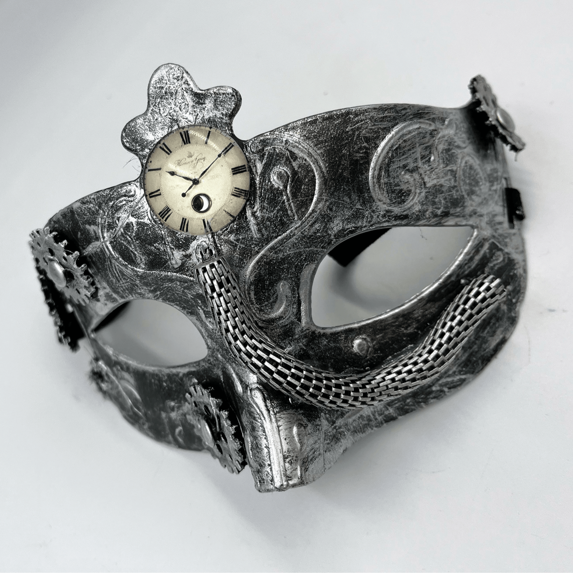 Steampunk Victorian Silver Masquerade Mask - Steampunkgearsa