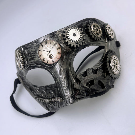 Steampunk Victorian Silver Masquerade Mask for Boys/Men