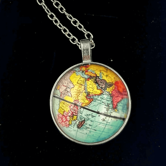 Steampunk Vintage Map Of The World Glass Pendant - Steampunkgearsa