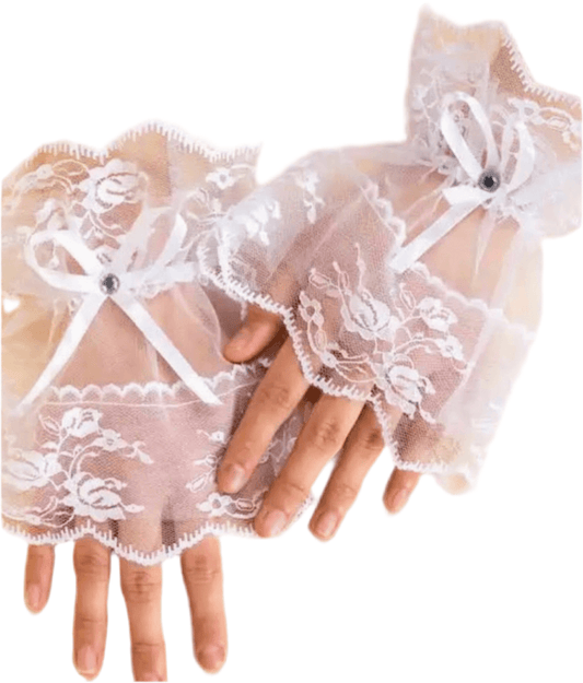 Victorian White Lace Gothic Glove Sleeves - Steampunkgearsa