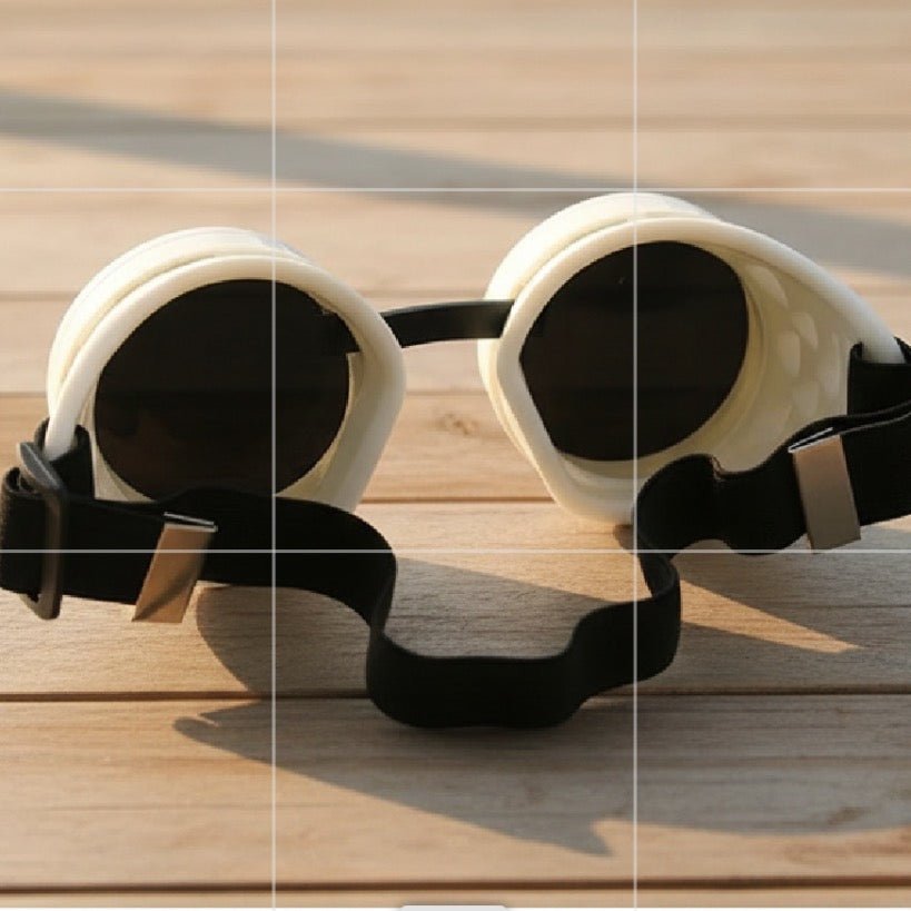 Steampunk white goggles with duo lenses-Steampunkgearsa